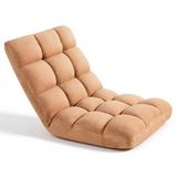 VEVOR Vloerstoel, 14 Standen Verstelbaar, Vloerfauteuil met Rugleuning, Relaxfunctie met Metalen Frame, Schuim- en Koraalvliesbekleding, Multifunctioneel om Te Lezen en Te Ontspannen, Bruin