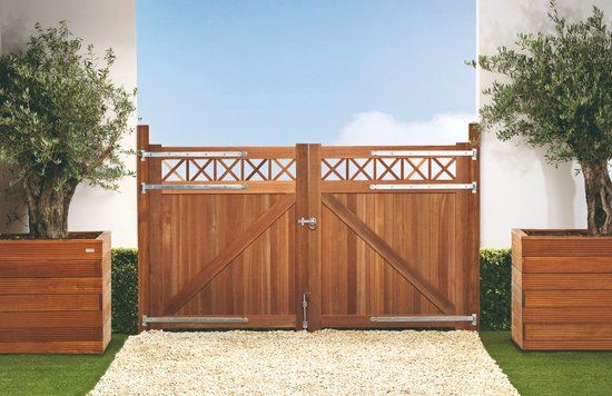 Intergard Poort tuinpoort Bangkirai hardhout met trellis 300x180cm