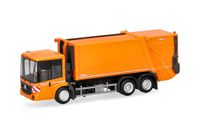 Herpa modelauto Mercedes-Benz Econic vuilniswagen FAUN VARIOPRESS, miniatuur schaal 1:87, verzamelobject, Made in Germany, kunststof model, kleur: gemeentelijk oranje