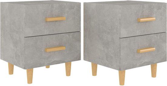 vidaXL Nachtkastjes - Set van 2 - Betongrijs - 40x35x47,5 cm