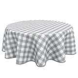 Home Direct Rond tafelkleed van pvc, veegt schoon tafelkleed van tafelzeil, Gingham, lichtgrijs, 160 cm