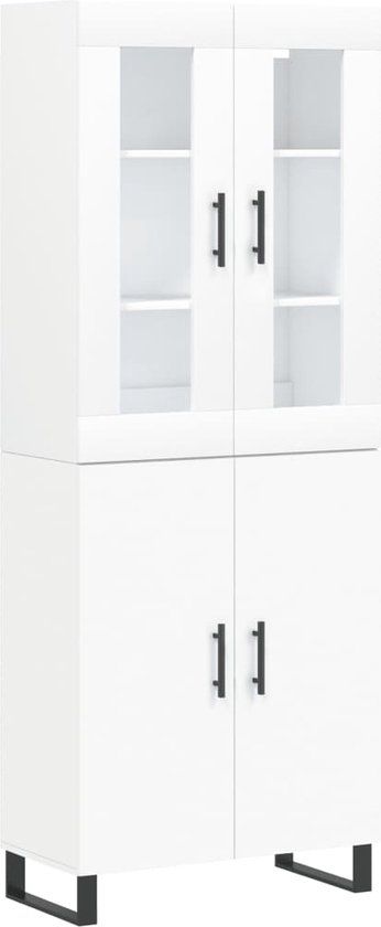 vidaXL Hoge kast bewerkt hout wit 69,5x34x180 cm