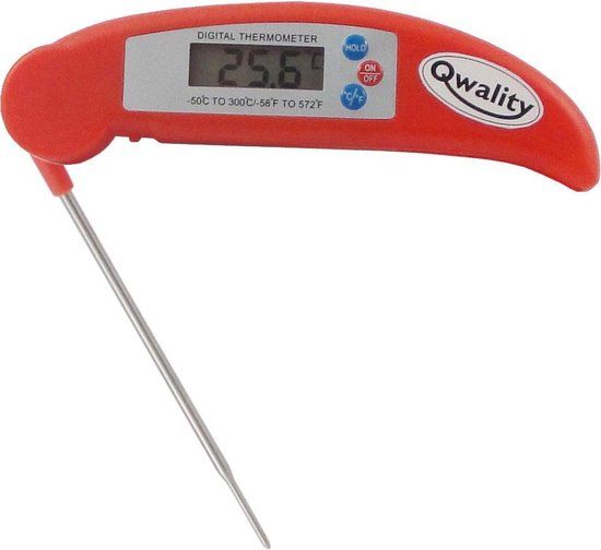 Qwality Digitale Keukenthermometer - Vleesthermometer - BBQ Thermometer - Rood