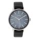 OOZOO Timepieces - Zilverkleurige horloge met zwarte leren band - C10119