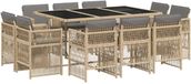 vidaXL 11-delige Tuinset met kussens, polyrattan, gemengd beige