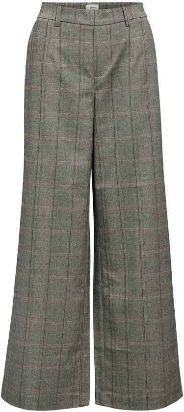 Object Broek Objlisa Wide Pant Aop Noos 23040544 Black/humus + Tannin Dames - W34