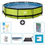 EXIT Toys EXIT Rond Lime Frame Zwembad - 360 x 76 cm - Inclusief Pomp - Afdekzeil - Solar Mat - Vloertegels - 7-delig