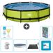 EXIT Toys EXIT Rond Lime Frame Zwembad - 360 x 76 cm - Inclusief Pomp - Afdekzeil - Solar Mat - Vloertegels - 7-delig
