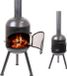 BonFeu BonSolo Tuinhaard Zwart Staal - Houtkachel met Grill - 34x34x126 cm