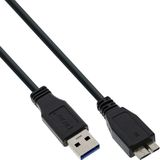 InLine USB Micro naar USB-A kabel - USB3.0 - tot 2A / zwart - 2 meter