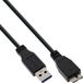 InLine USB Micro naar USB-A kabel - USB3.0 - tot 2A / zwart - 2 meter