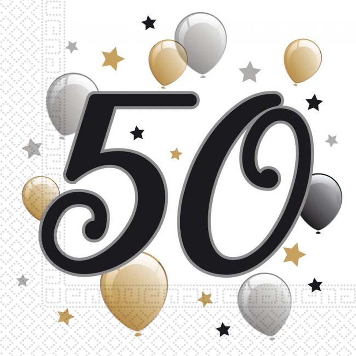 Servetten 50 Jaar Ballonnen 33cm 20st