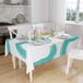 Bonamaison Tafelkleed, Anti-Mold, Sneldrogend, Waterdicht, 100% Polyester Tafellaken, Turkoois, wit, 140 x 160 Cm