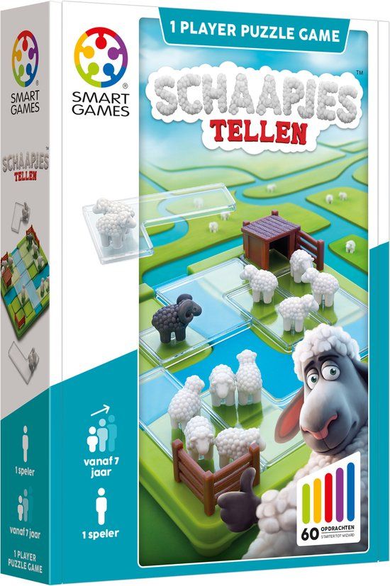 SmartGames Schaapjes Tellen - Logisch Denkspel - 60 Opdrachten - Compact Reisspel & Solospel - Vanaf 7 Jaar