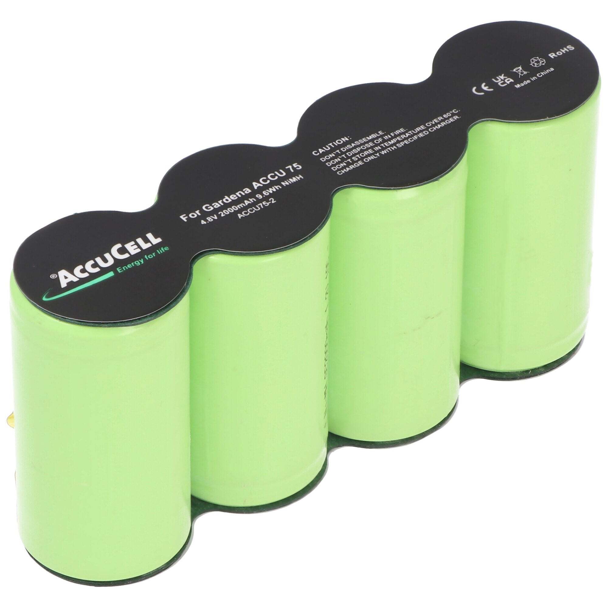 ACCUCELL Accu75-batterij geschikt voor Gardena ACCU 75 met Faston 2,8 en 4,8 mm