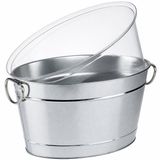APS Wijnkoeler met Lekbak en Handvaten - IJsemmer - Bierkoeler - Champagne koeler - Edelstaal - RVS look - 11 Liter - 40x28x22 cm
