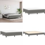 vidaXL Boxspring bed stof donkergrijs 160x200 cm