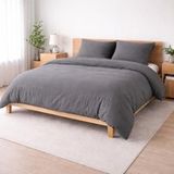Sienna Parure De Lit 260 X 240 Cm Gris + 2 Taies 63x63 Cm – Double Face Gaze De Coton & Coton 57 Fils