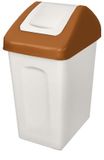 BranQ Home essential afvalbak 10l met klapdeksel, kleur: gebroken wit met bruine accenten, universeel, BPA-vrij kunststof PP, wit/bruin, 18,6x26,6x37,5 cm (LxBxH)