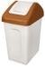 BranQ Home essential afvalbak 10l met klapdeksel, kleur: gebroken wit met bruine accenten, universeel, BPA-vrij kunststof PP, wit/bruin, 18,6x26,6x37,5 cm (LxBxH)