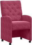 vidaXL Stoelen met wielen, 2 stuks, fluweel, wijnrood