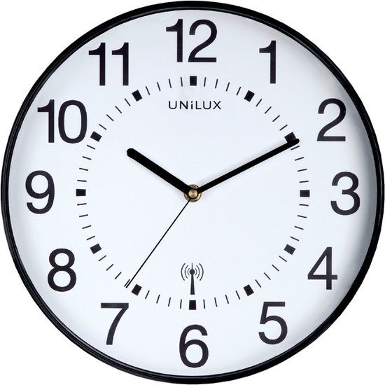 Unilux Wave - Wandklok - Radiogestuurd - Zwart - 30 cm
