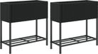 vidaXL Plantenbakken met schap 2 st 70x28x70 poly rattan zwart