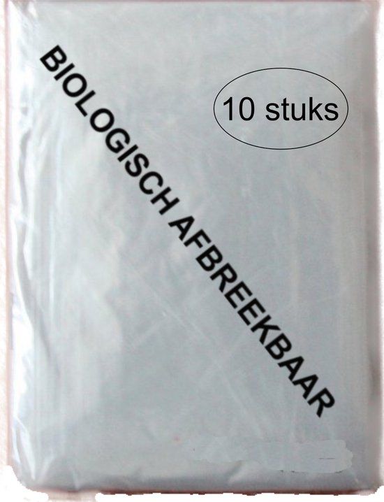 10 Biologisch afbreekbare regenponcho's - Wit / Transparant - Unisex - One Size