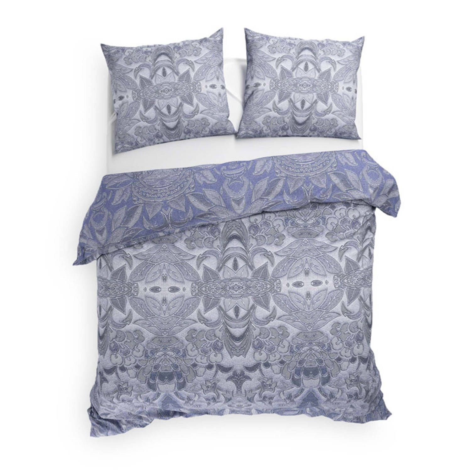 Heckett & Lane Flanel Dekbedovertrek Bles - Frost Blauw - Lits-Jumeaux XL 260x200/220 cm