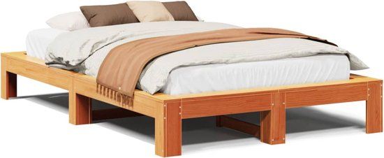 vidaXL Bedframe - Massief Grenenhout - Wasbruin - 120x200 cm