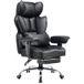 GTPlayer Chaise de bureau ergonomique pour grands gabarits, chaise de direction robuste avec repose-pieds, chaise pivotante inclinable à dossier haut en cuir PU, pour ordinateur et maison