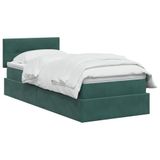 vidaXL - LED - opbergbed - met - matras - Donkergroen - 90 - x - 200 - cm - Fluweel