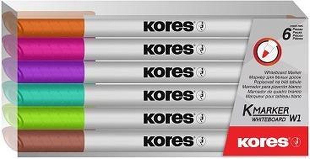 KORES Whiteboard & Flipover markers XW1 - 6 stuks - diverse kleuren