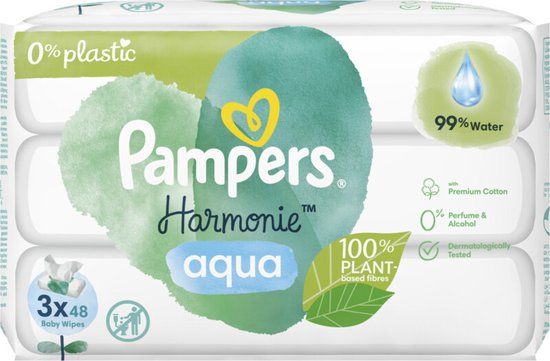 Pampers Harmonie Aqua Baby Vochtige doekjes - 144 doekjes (3 x 48)