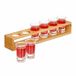 Relaxdays shotglaasjes, set van 6, met bamboe houder, 4 cl