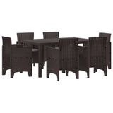 vidaXL Ensemble de salle à manger pour jardin 7 pc Marron Rattan Polt