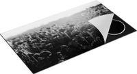 Chefcare Inductie Beschermer Veld met Rode Bloemen - Zwart Wit - 95x50 cm