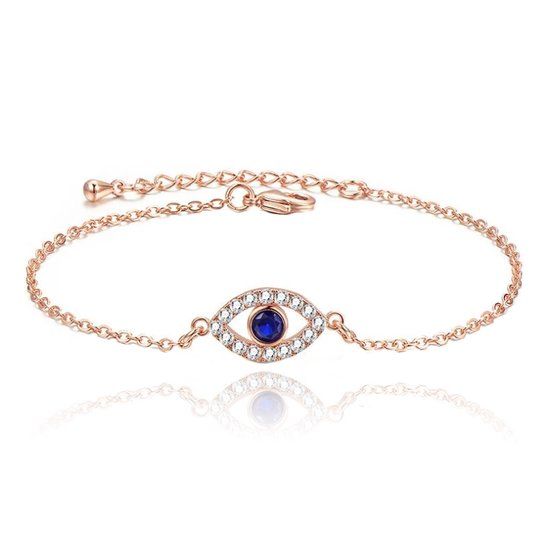 LGT JWLS Verstelbare Damesarmband Rose met Evil Eye en Steentjes