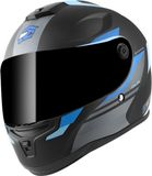 FC-Moto FF114B Zeron Helm - Integraalhelm - Zwarte Matt/lichtblauw - Maat XS