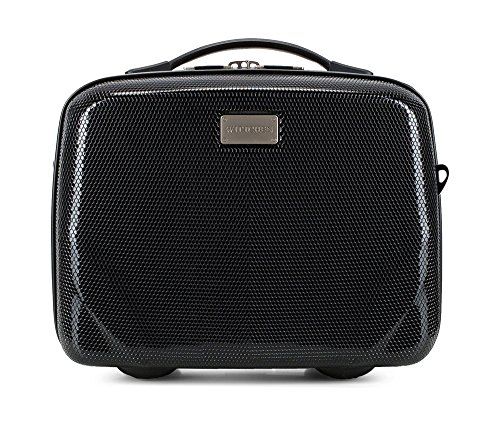 WITTCHEN PC Ultra Light Cosmetische tas Cosmetisch hoesje Toilettas Beautycase gemaakt van Polycarbonaat Handgreep Schouderband elastische band Maat XS Zwart