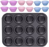 Ruhhy Muffin bakvorm - 12 cups - grafiet - staal en siliconen - 35 x 26,5 cm - cupcakevorm