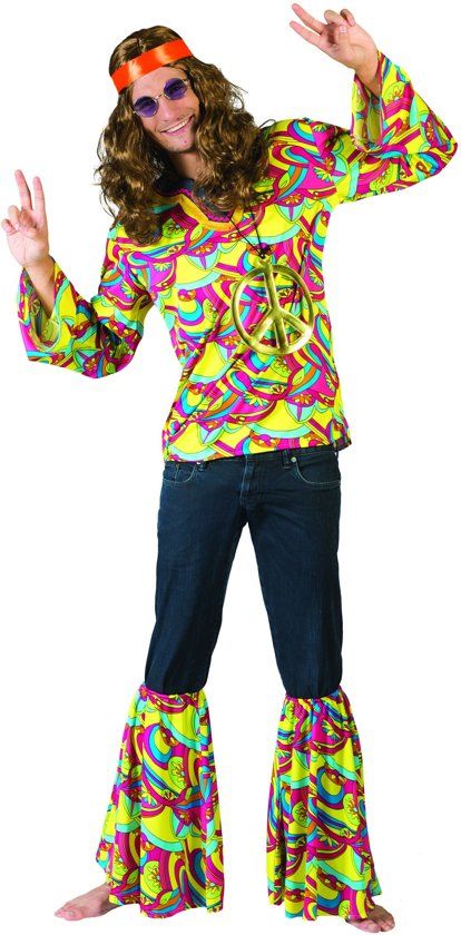 Funny Fashion Hippie Kostuum Hans De Hippie Man Maat 48-50 Carnaval kostuum Verkleedkleding