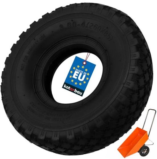 KOTARBAU® Kruiwagenband voor Bolderkar, Rubber, 3.00-4, 2PR, Zwart, Reserveband voor Kar, Rubberen Buitenband, ⌀ 24 cm, Tuinwagenband