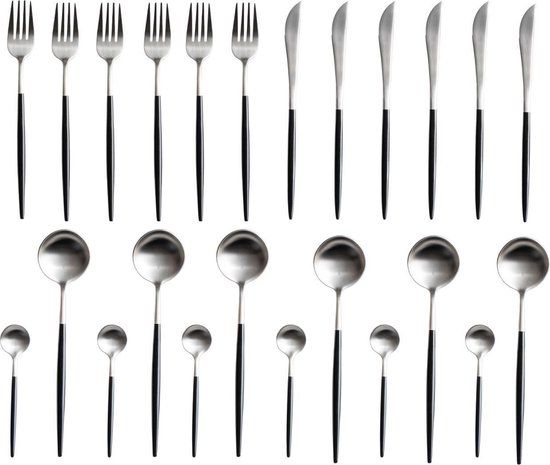 Jay Hill Bestekset - RVS / Zwart - 24-Delig - 6 Personen