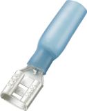 TRU COMPONENTS 738960 Platte stekker (female) Met krimpkous Insteekbreedte: 6.4 mm Insteekdikte: 0.8 mm 180 ° Deels geïsoleerd Blauw 30 stuk(s)