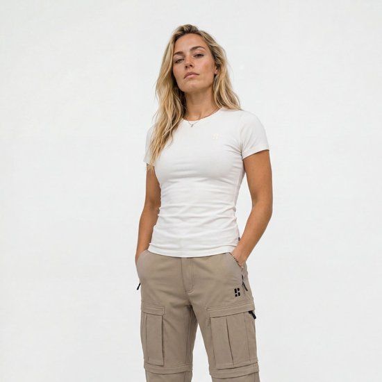 Poederbaas Outdoor T-shirt Merinowol Dames - SOLX - Merino Shirt voor wandelen & outdoor activiteiten - Off White - Maat XXL