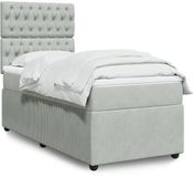 vidaXL Boxspringbed met matras, lichtgrijs, 100x200 cm, fluweel
