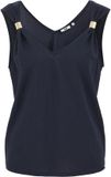 WE Fashion Dames top met gouden accenten - Donkerblauw - Maat XXL