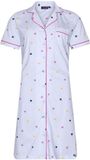 Rebelle Dames Nachthemd Relax Bio Katoen Doorknoop Gestreept Blauw/Wit Maat 36