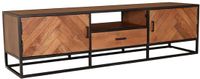 Lizzely Garden & Living meuble TV chevrons marron bois de manguier 165cm Danae meuble TV durable manguier bois massif meuble TV